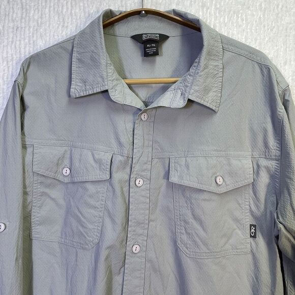 Outdoor Research Gray Feedback Flannel Twill Button Down Shirt Size XL - Picture 2 of 8